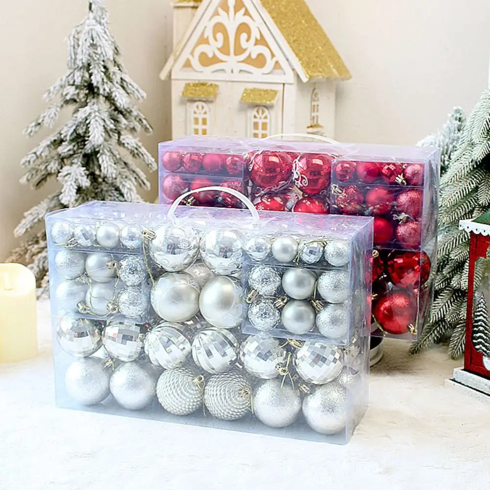 100pcs 3/4/6CM Christmas Ball Set Painted Shatterproof Christmas Tree Decoration Pendant Creative Waterproof Hanging Ornament